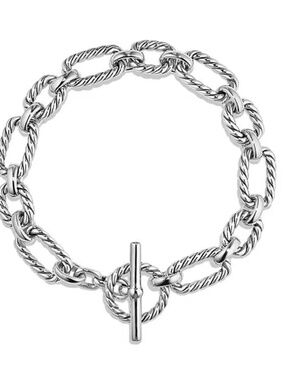 Womens Silver Tone Chain Link Chunky Bracelet